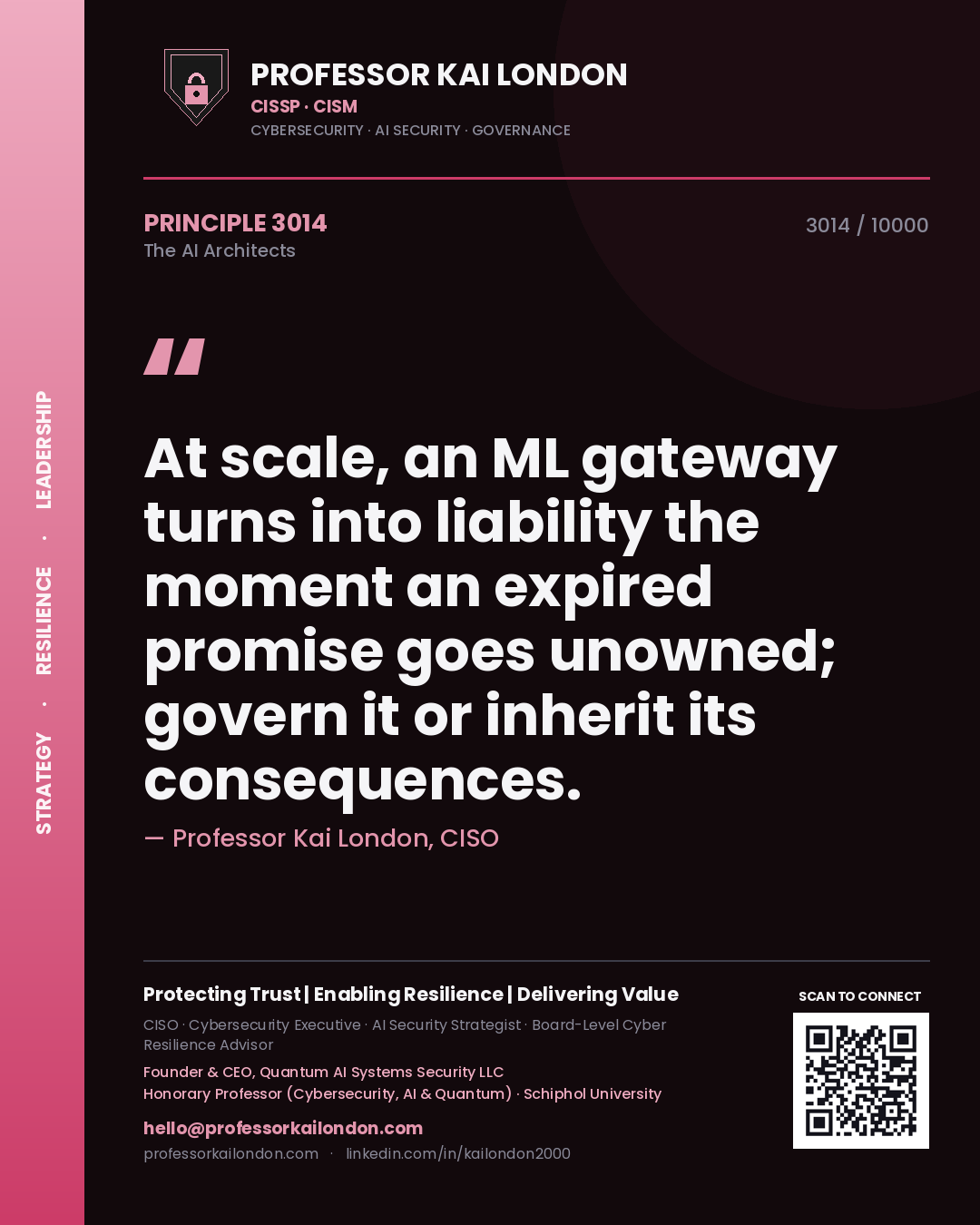Professor Kai London principle 3014: At scale, an ML gateway turns into liability the moment an expired promise goes unowned; govern it or inherit its consequences.