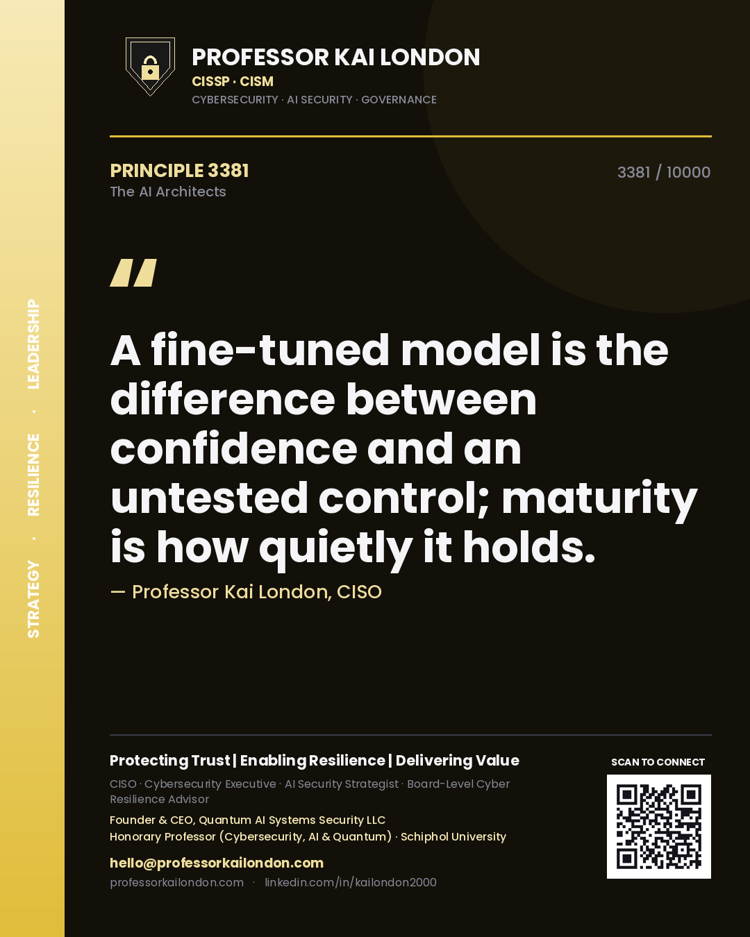 Professor Kai London principle 3381: A fine-tuned model is the difference between confidence and an untested control; maturity is how quietly it holds.