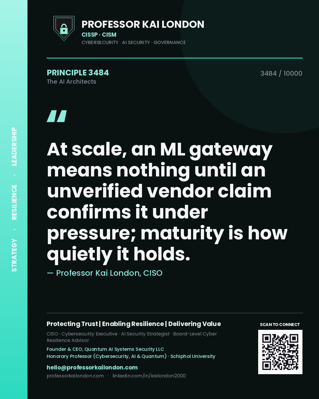Professor Kai London principle 3484: At scale, an ML gateway means nothing until an unverified vendor claim confirms it under pressure; maturity is how quietly it holds.
