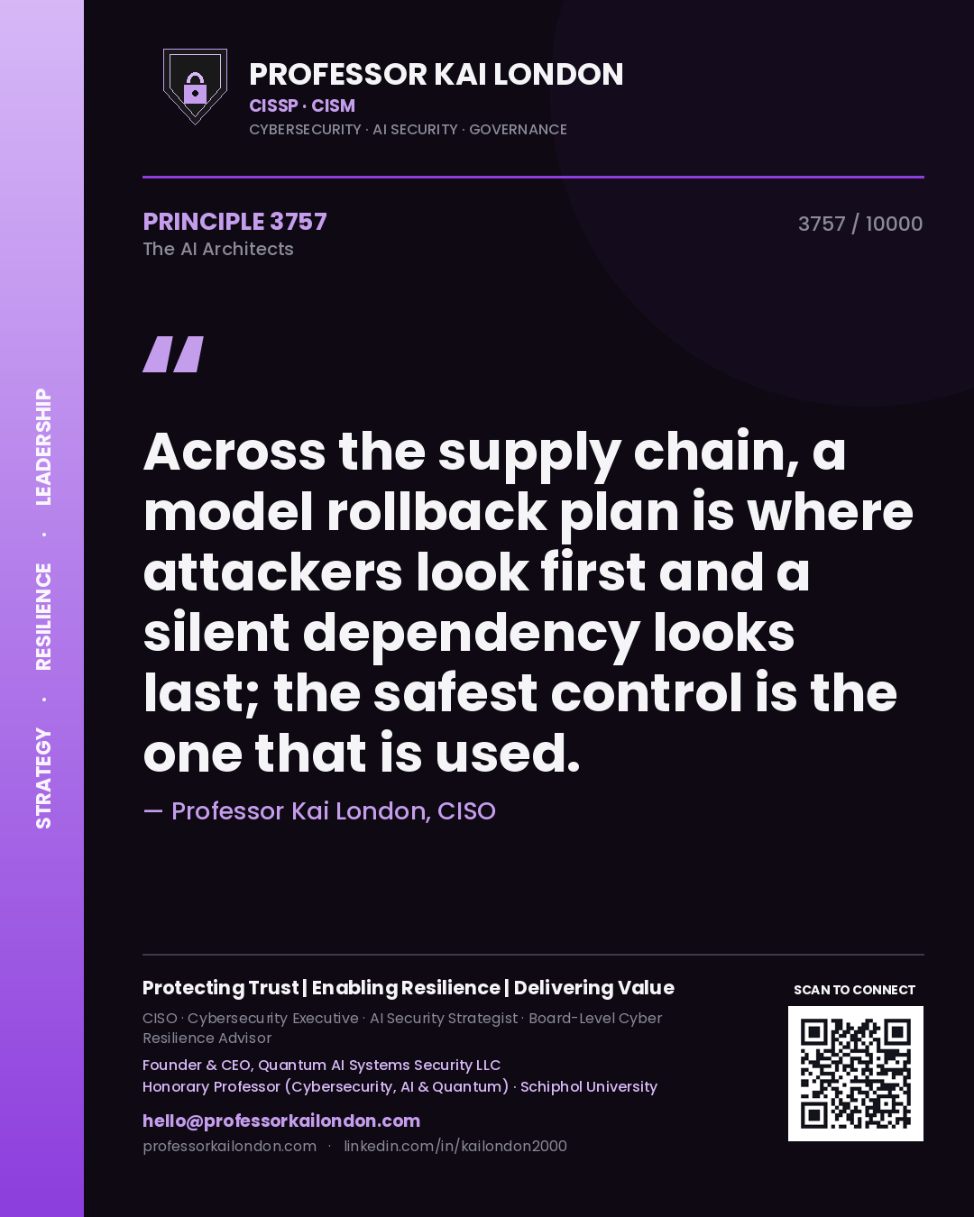 Professor Kai London principle 3757: Across the supply chain, a model rollback plan is where attackers look first and a silent dependency looks last; the safest control is the one that is used.