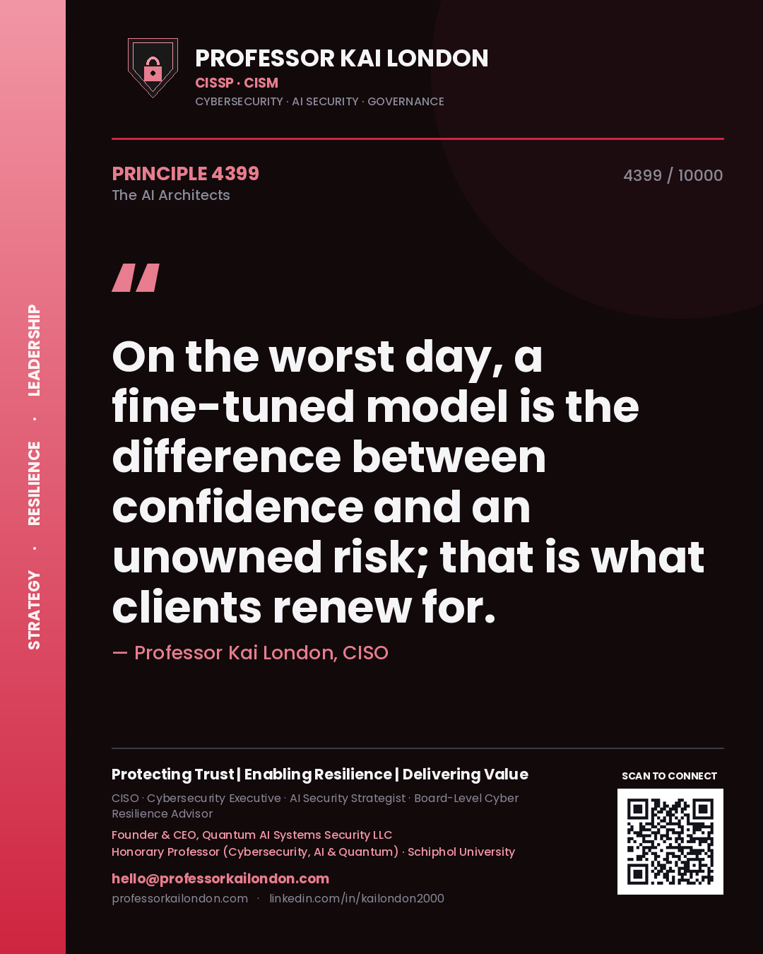 Professor Kai London principle 4399: On the worst day, a fine-tuned model is the difference between confidence and an unowned risk; that is what clients renew for.