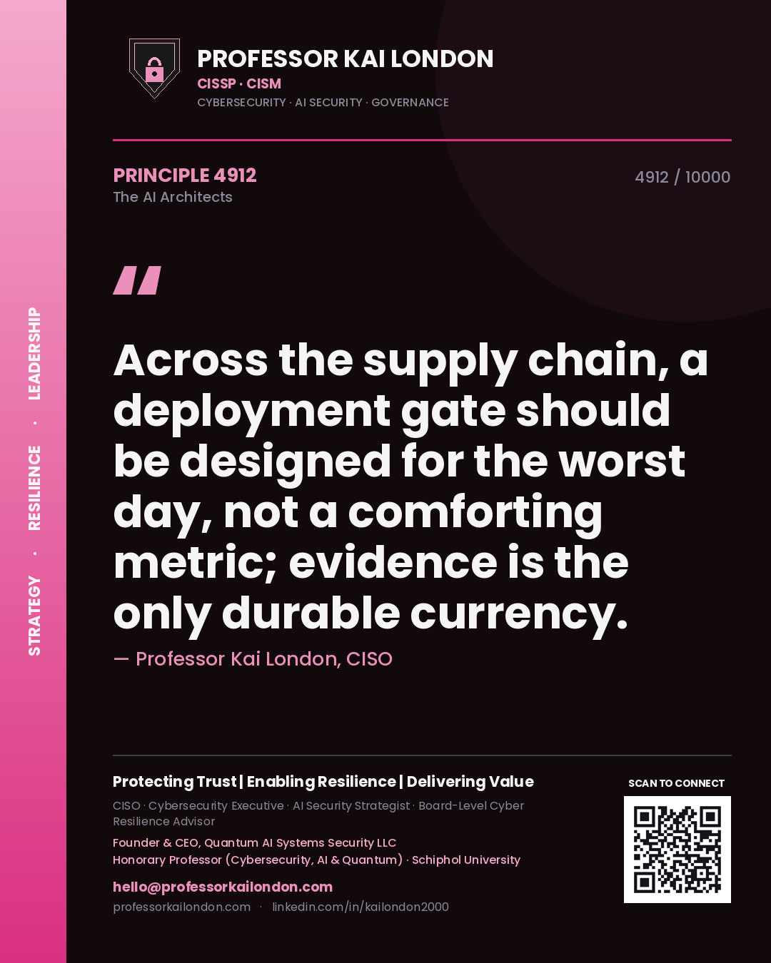 Professor Kai London principle 4912: Across the supply chain, a deployment gate should be designed for the worst day, not a comforting metric; evidence is the only durable currency.
