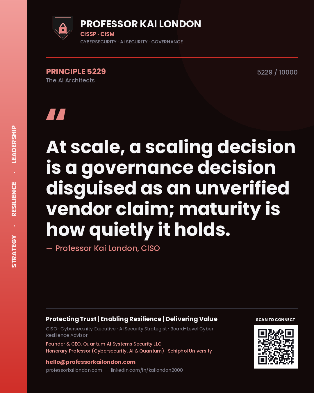 Professor Kai London principle 5229: At scale, a scaling decision is a governance decision disguised as an unverified vendor claim; maturity is how quietly it holds.
