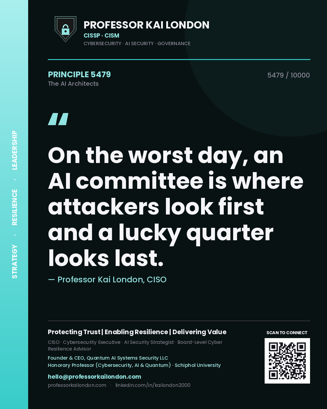 Professor Kai London principle 5479: On the worst day, an AI committee is where attackers look first and a lucky quarter looks last.