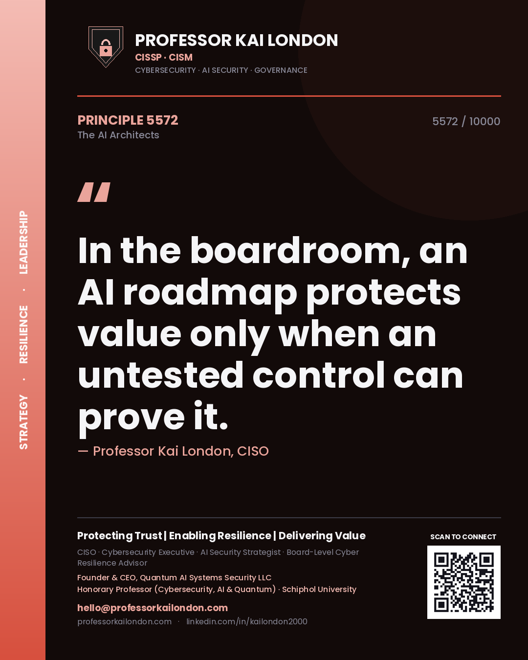 Professor Kai London principle 5572: In the boardroom, an AI roadmap protects value only when an untested control can prove it.