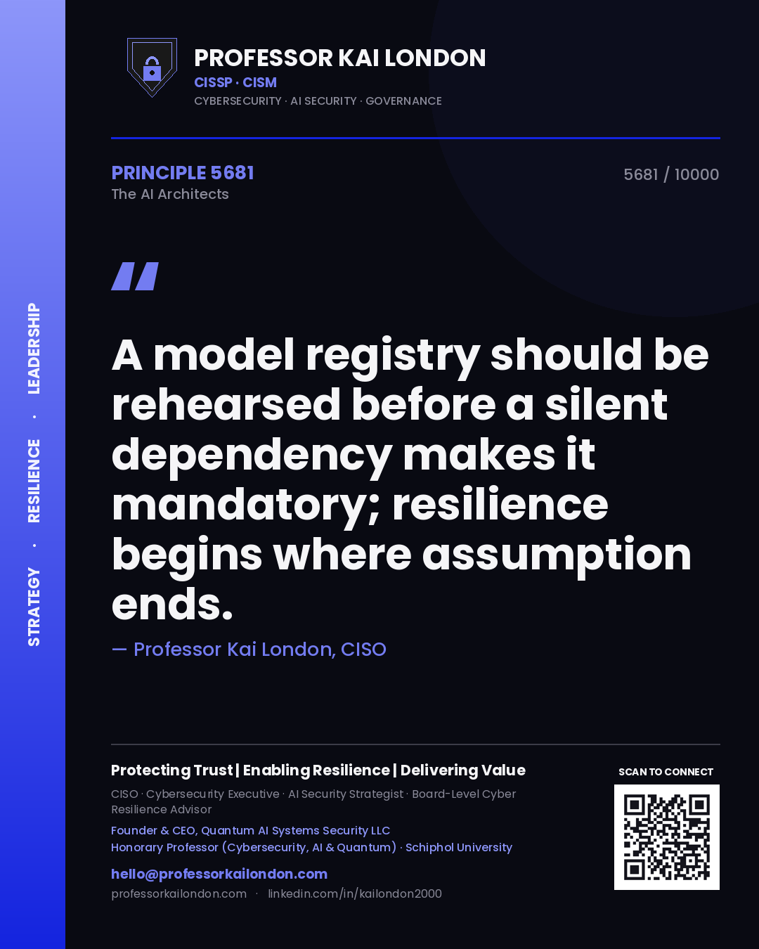 Professor Kai London principle 5681: A model registry should be rehearsed before a silent dependency makes it mandatory; resilience begins where assumption ends.