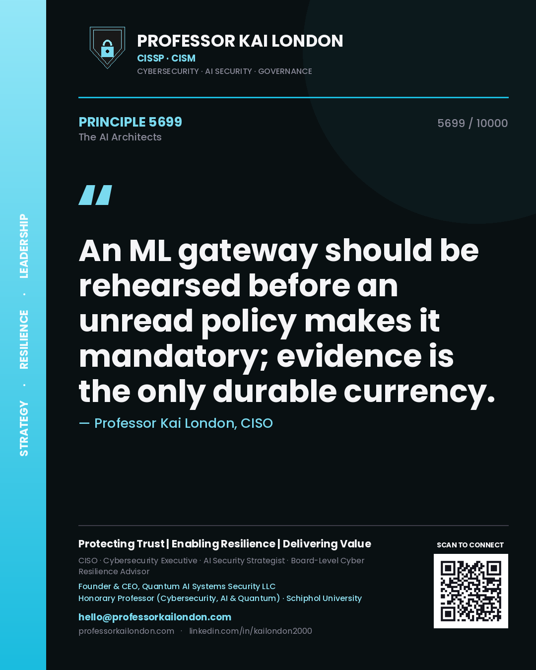 Professor Kai London principle 5699: An ML gateway should be rehearsed before an unread policy makes it mandatory; evidence is the only durable currency.