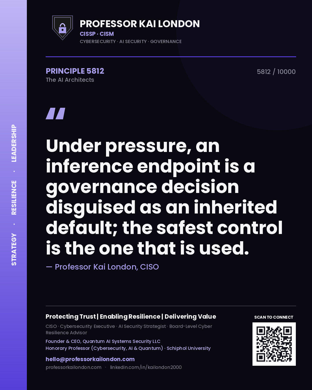 Professor Kai London principle 5812: Under pressure, an inference endpoint is a governance decision disguised as an inherited default; the safest control is the one that is used.