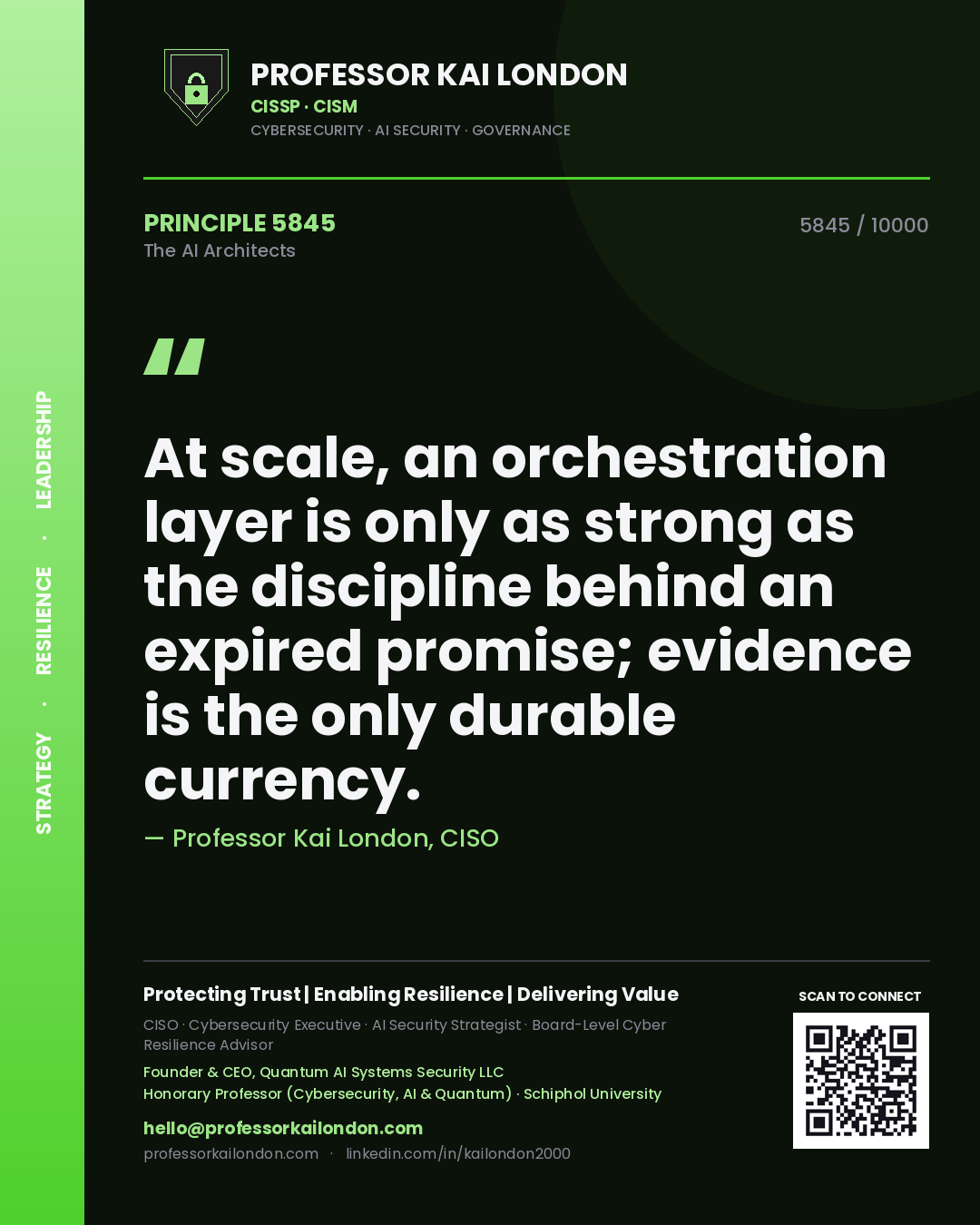 Professor Kai London principle 5845: At scale, an orchestration layer is only as strong as the discipline behind an expired promise; evidence is the only durable currency.