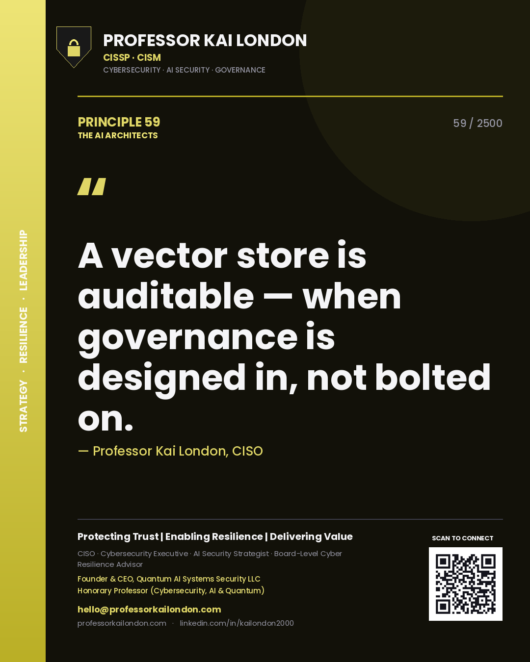 Professor Kai London principle 59: A vector store is auditable — when governance is designed in, not bolted on.