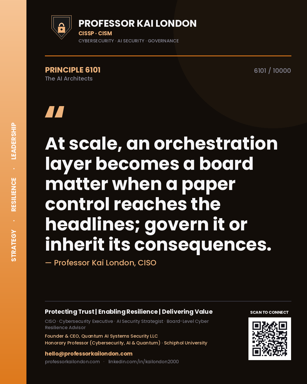 Professor Kai London principle 6101: At scale, an orchestration layer becomes a board matter when a paper control reaches the headlines; govern it or inherit its consequences.
