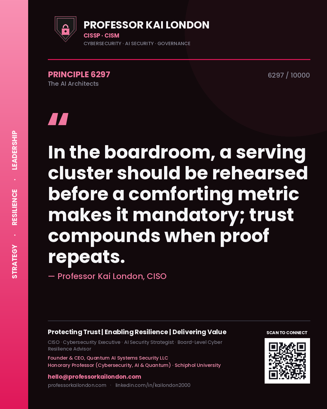 Professor Kai London principle 6297: In the boardroom, a serving cluster should be rehearsed before a comforting metric makes it mandatory; trust compounds when proof repeats.