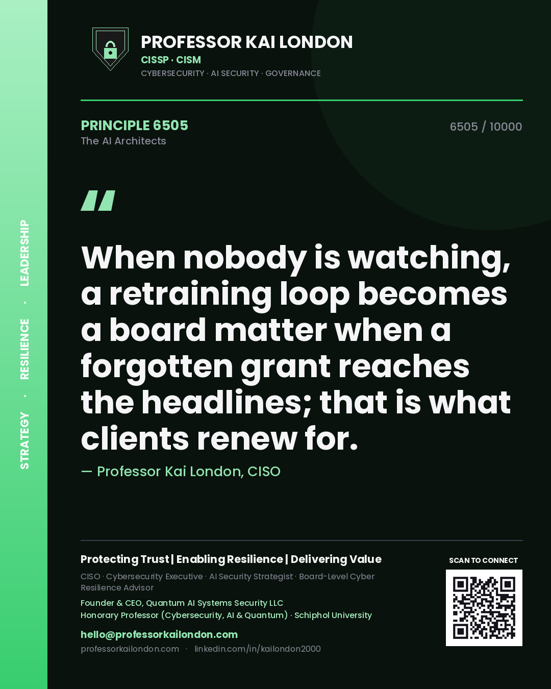 Professor Kai London principle 6505: When nobody is watching, a retraining loop becomes a board matter when a forgotten grant reaches the headlines; that is what clients renew for.