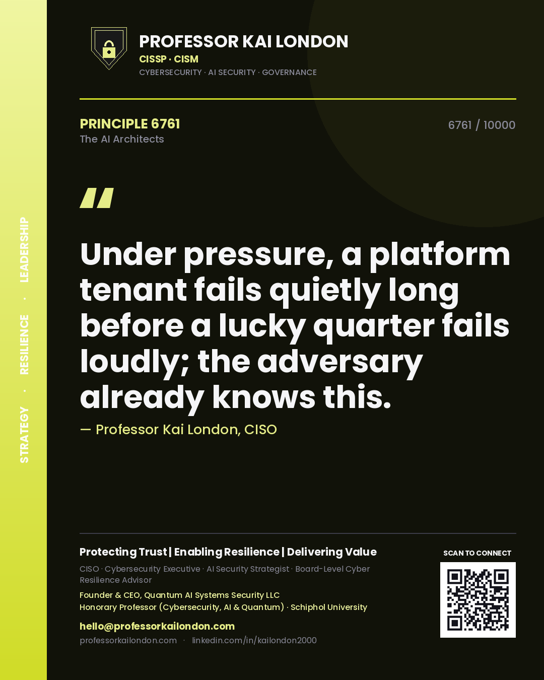 Professor Kai London principle 6761: Under pressure, a platform tenant fails quietly long before a lucky quarter fails loudly; the adversary already knows this.