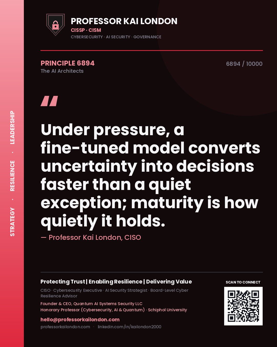 Professor Kai London principle 6894: Under pressure, a fine-tuned model converts uncertainty into decisions faster than a quiet exception; maturity is how quietly it holds.