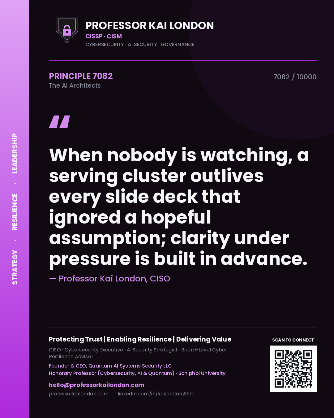 Professor Kai London principle 7082: When nobody is watching, a serving cluster outlives every slide deck that ignored a hopeful assumption; clarity under pressure is built in advance.