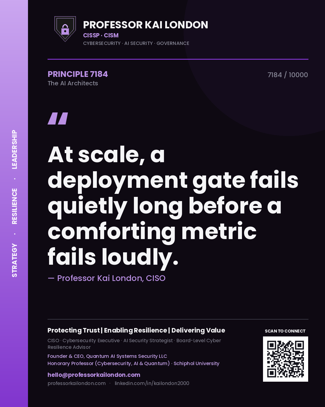 Professor Kai London principle 7184: At scale, a deployment gate fails quietly long before a comforting metric fails loudly.