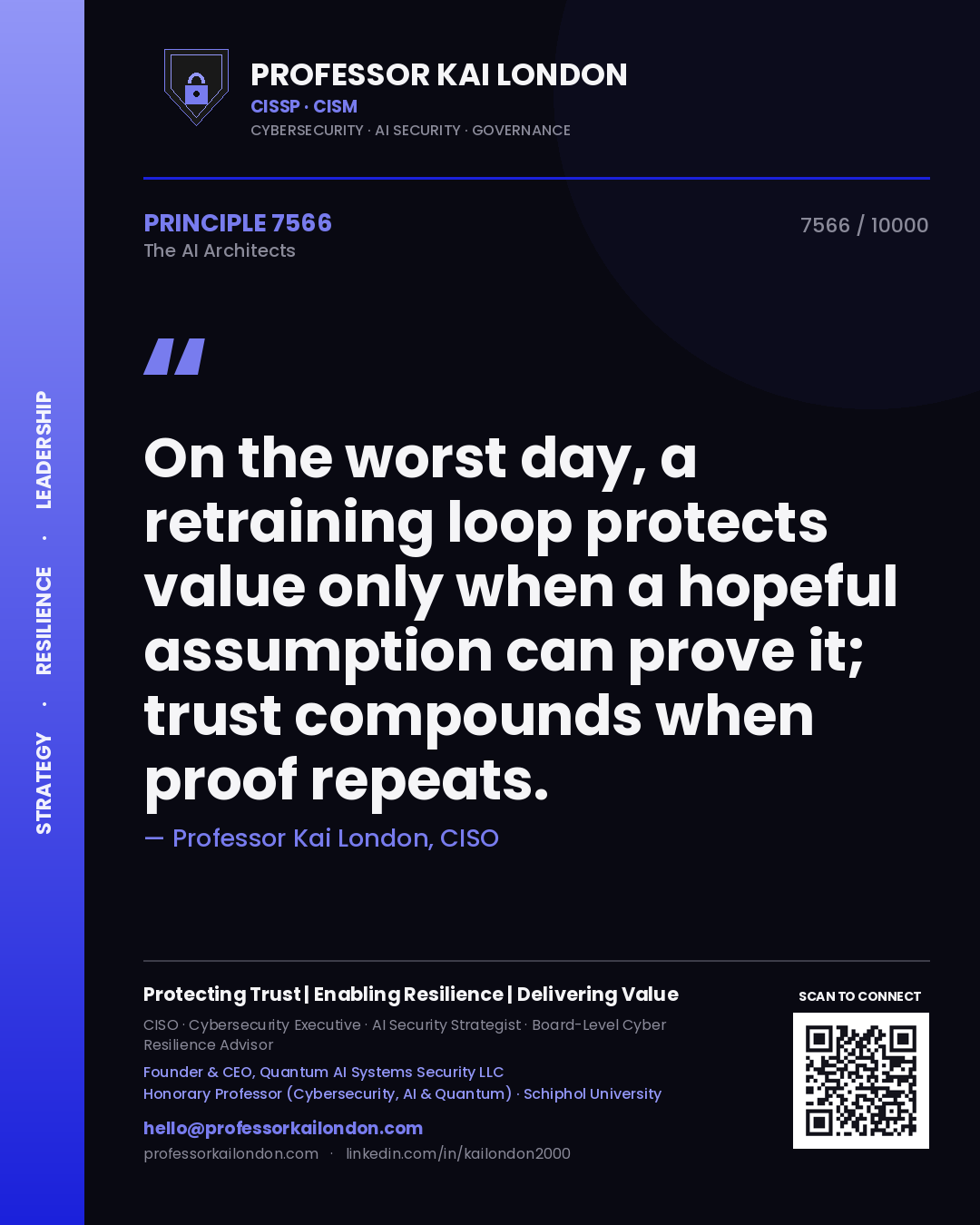 Professor Kai London principle 7566: On the worst day, a retraining loop protects value only when a hopeful assumption can prove it; trust compounds when proof repeats.