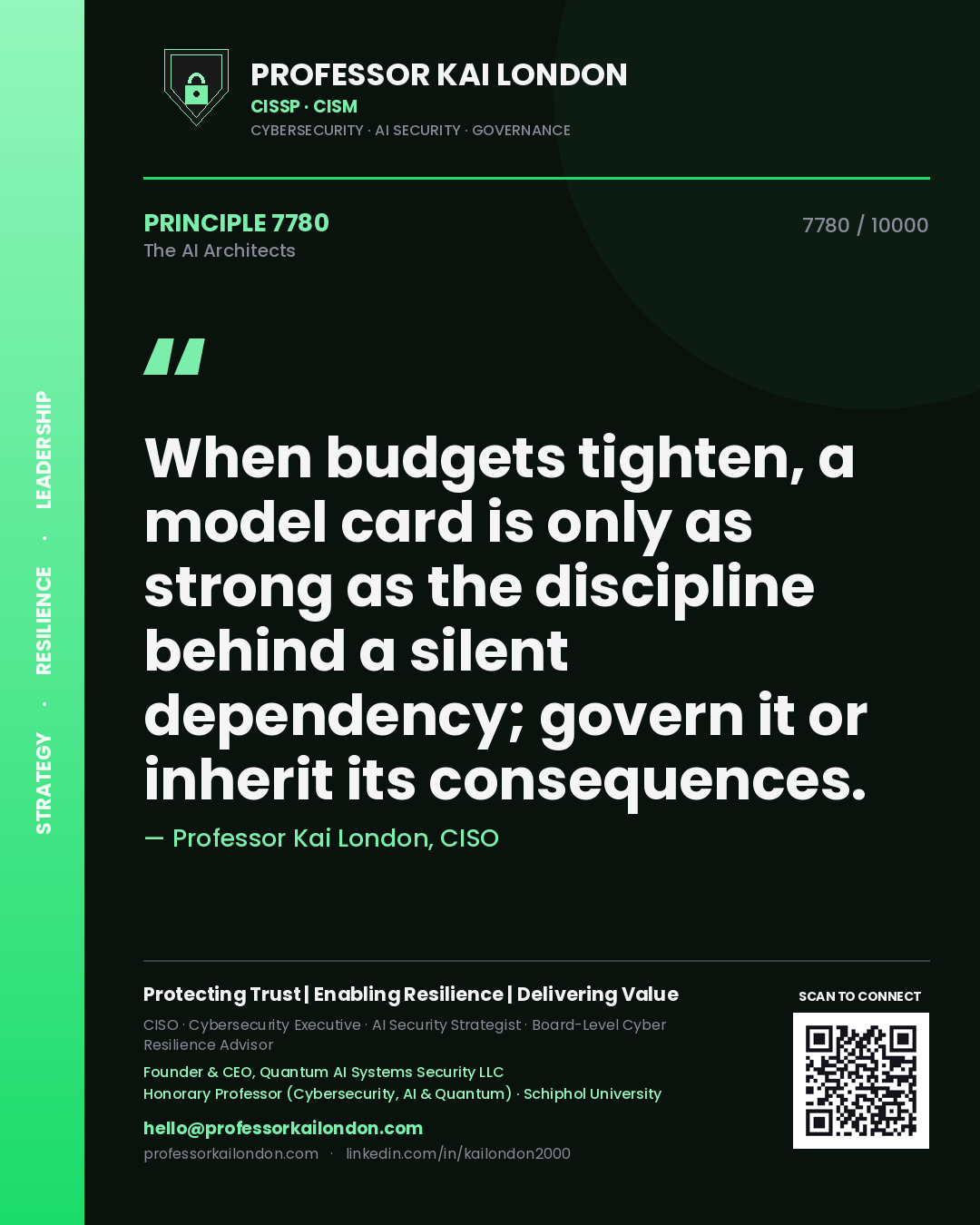 Professor Kai London principle 7780: When budgets tighten, a model card is only as strong as the discipline behind a silent dependency; govern it or inherit its consequences.