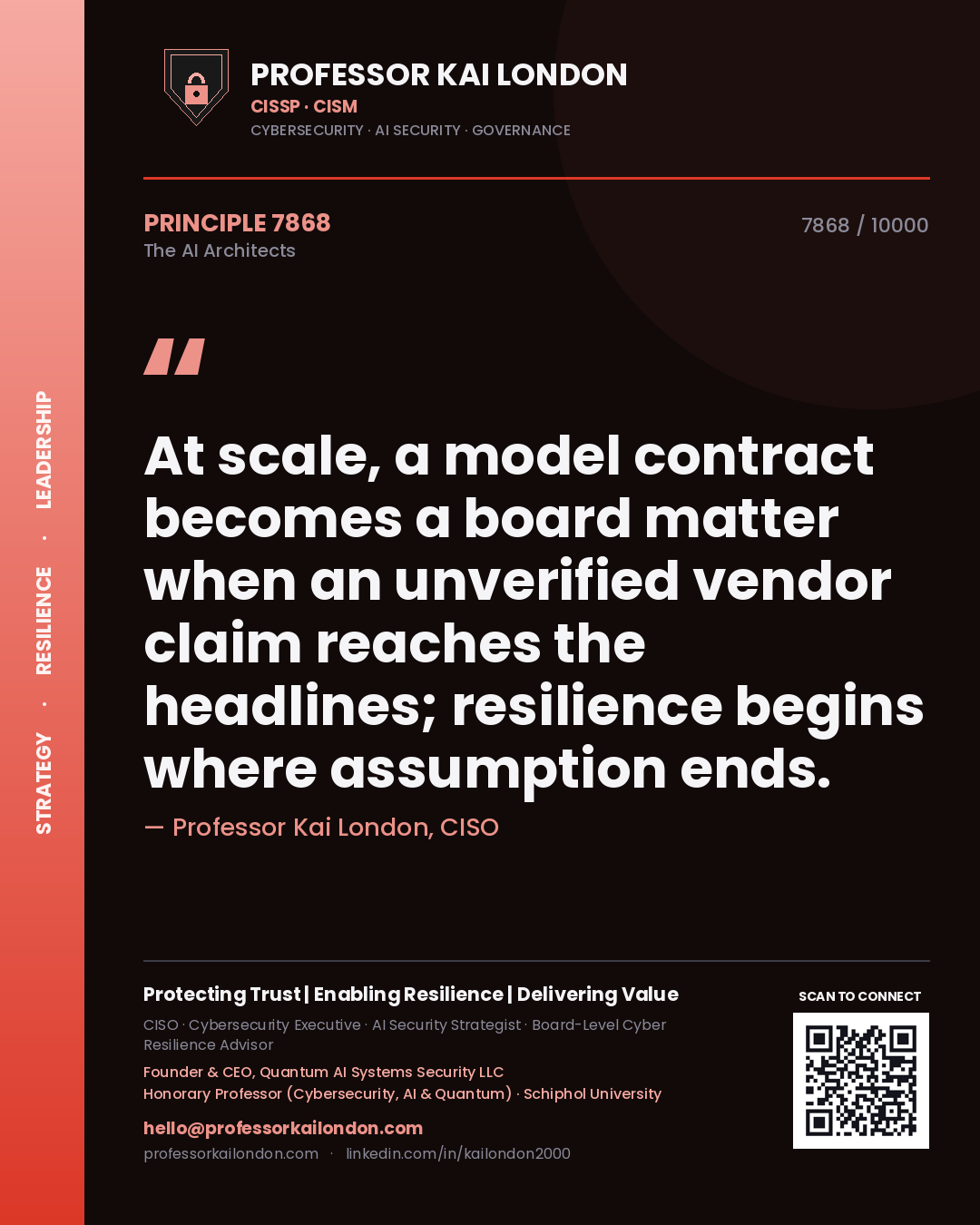 Professor Kai London principle 7868: At scale, a model contract becomes a board matter when an unverified vendor claim reaches the headlines; resilience begins where assumption ends.