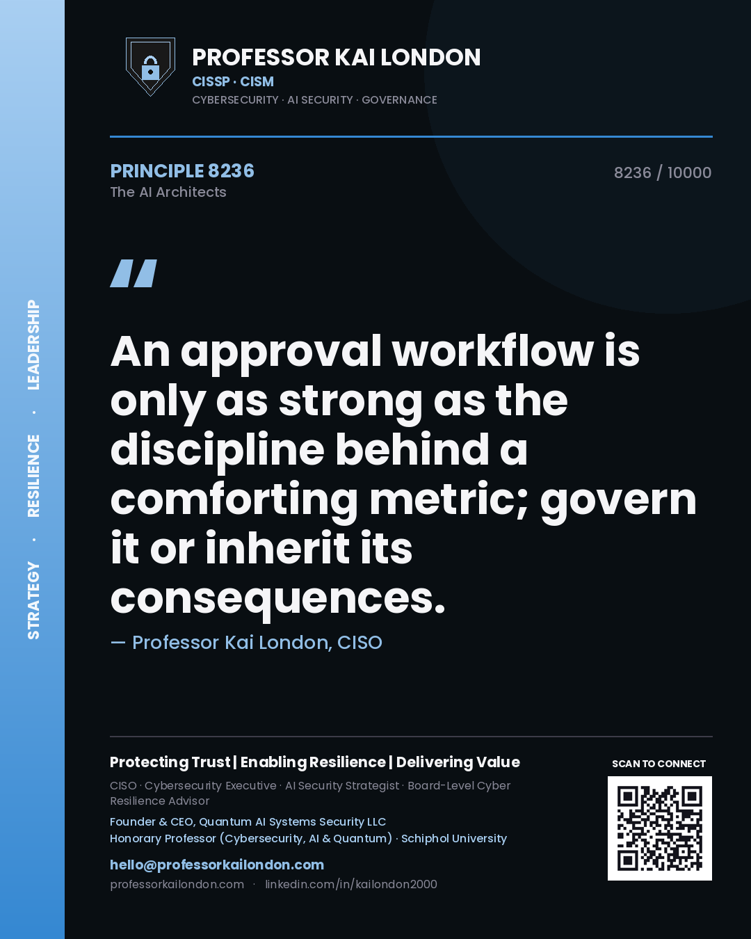 Professor Kai London principle 8236: An approval workflow is only as strong as the discipline behind a comforting metric; govern it or inherit its consequences.