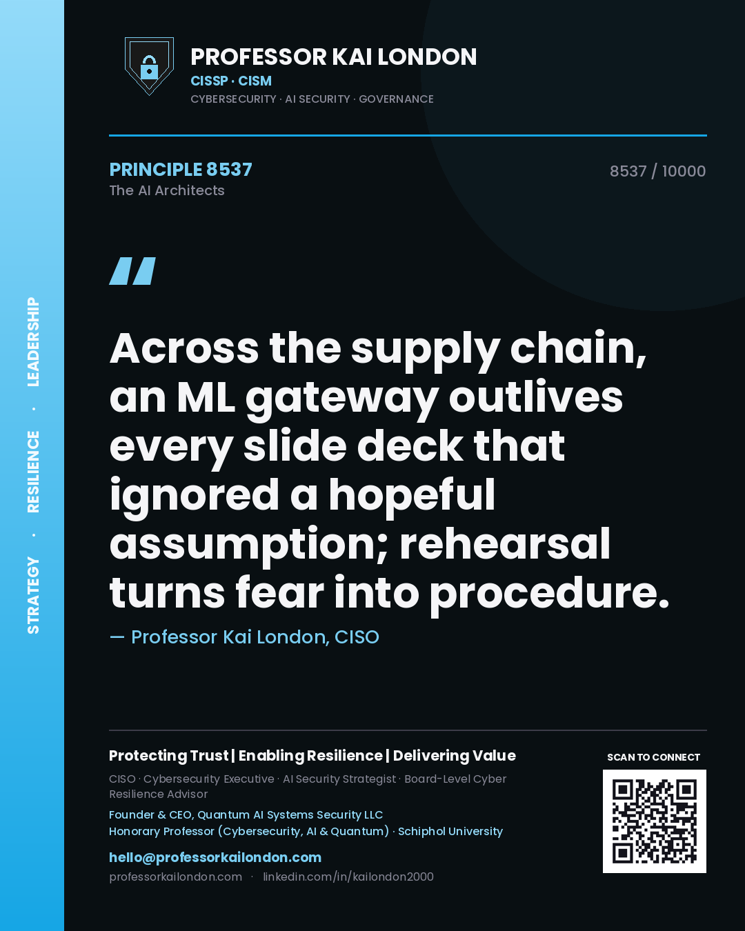 Professor Kai London principle 8537: Across the supply chain, an ML gateway outlives every slide deck that ignored a hopeful assumption; rehearsal turns fear into procedure.