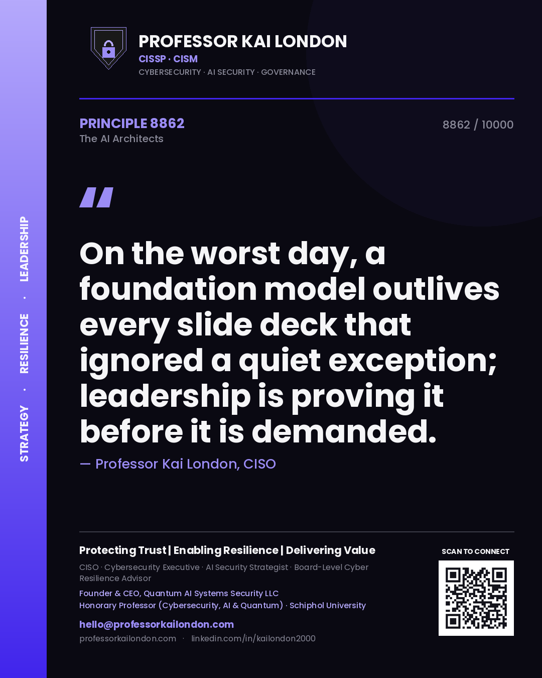 Professor Kai London principle 8862: On the worst day, a foundation model outlives every slide deck that ignored a quiet exception; leadership is proving it before it is demanded.