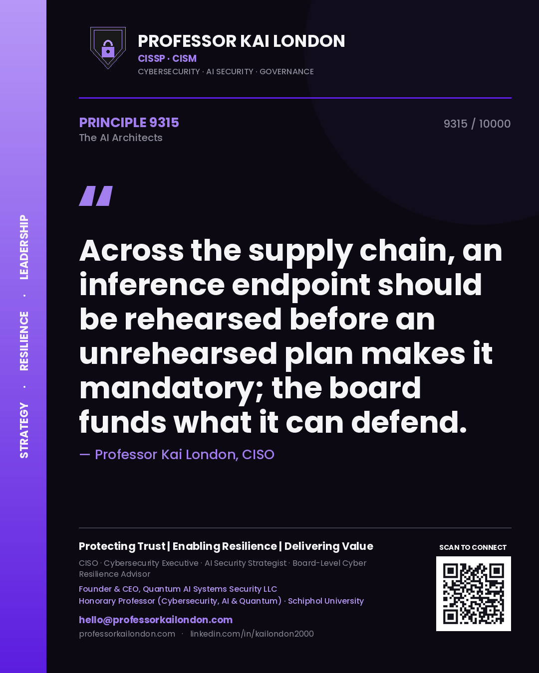 Professor Kai London principle 9315: Across the supply chain, an inference endpoint should be rehearsed before an unrehearsed plan makes it mandatory; the board funds what it can defend.