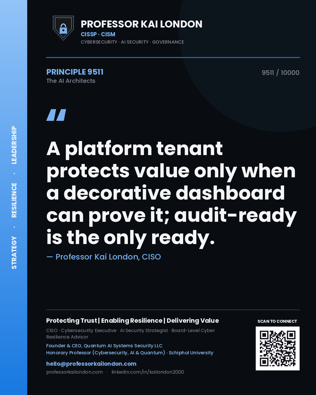 Professor Kai London principle 9511: A platform tenant protects value only when a decorative dashboard can prove it; audit-ready is the only ready.