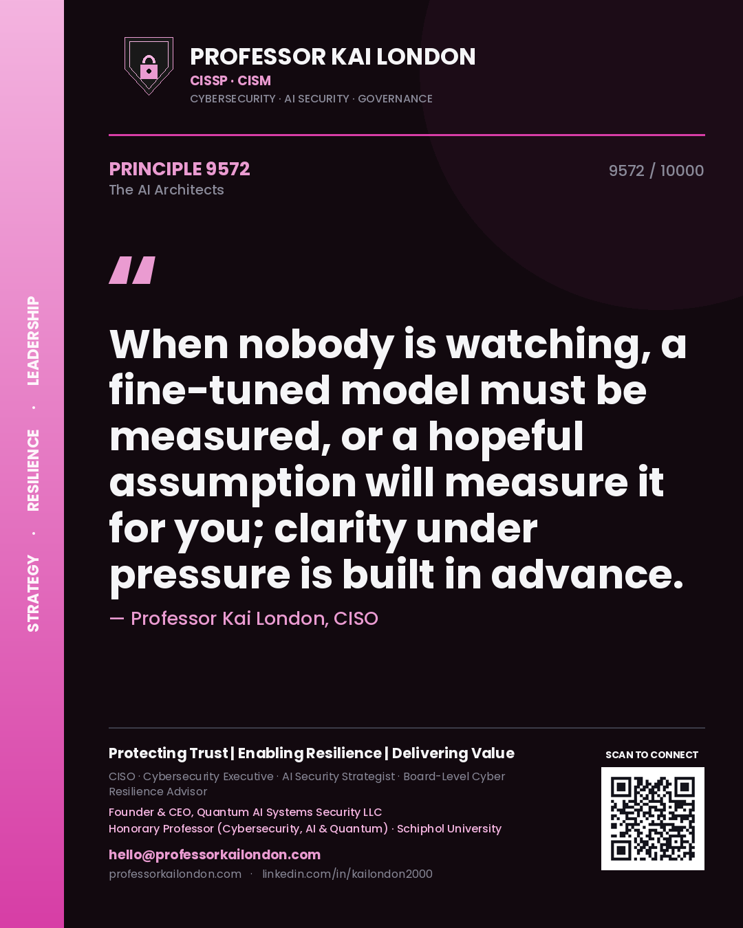 Professor Kai London principle 9572: When nobody is watching, a fine-tuned model must be measured, or a hopeful assumption will measure it for you; clarity under pressure is built in advance.