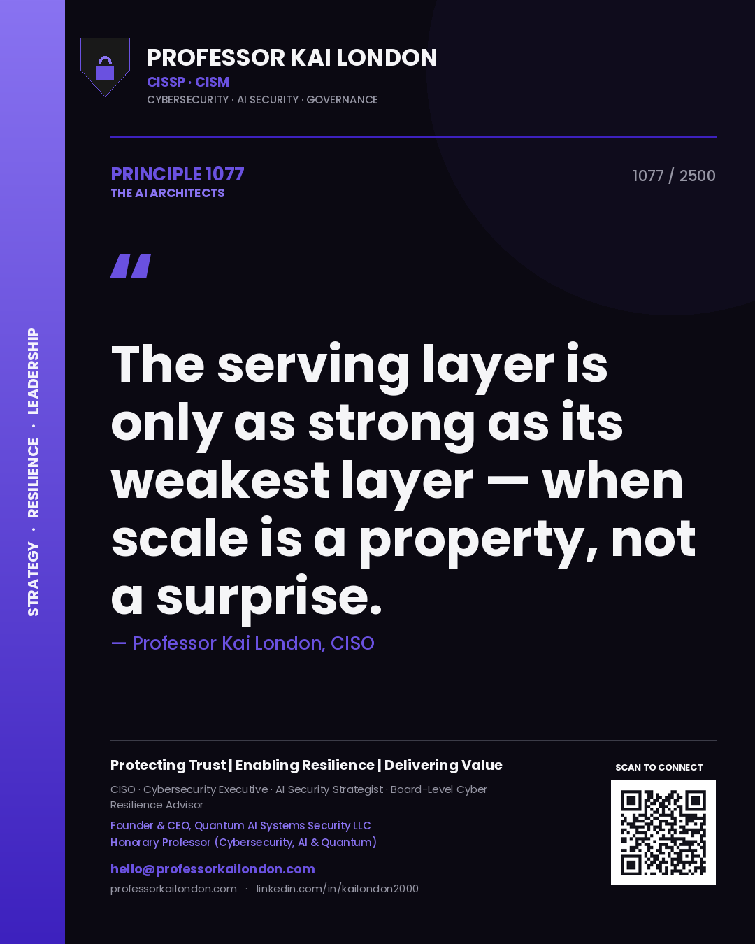 Professor Kai London principle 1077: The serving layer is only as strong as its weakest layer — when scale is a property, not a surprise.