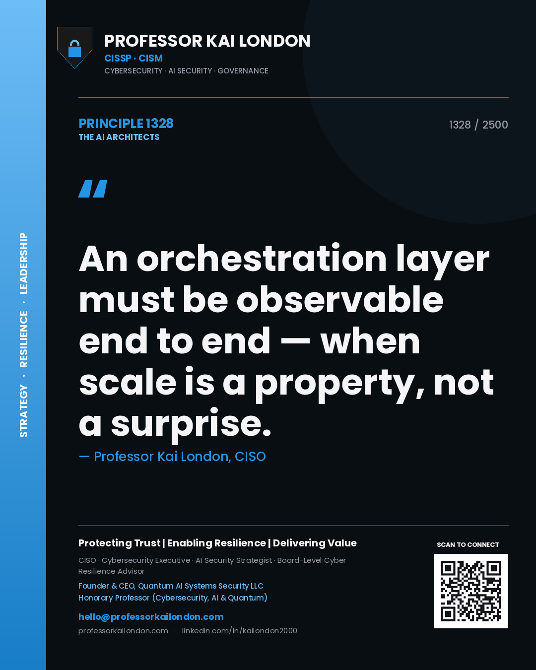 Professor Kai London principle 1328: An orchestration layer must be observable end to end — when scale is a property, not a surprise.