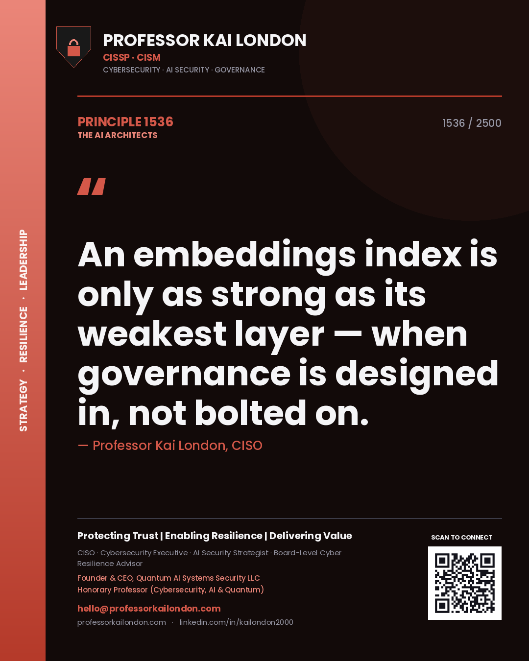Professor Kai London principle 1536: An embeddings index is only as strong as its weakest layer — when governance is designed in, not bolted on.