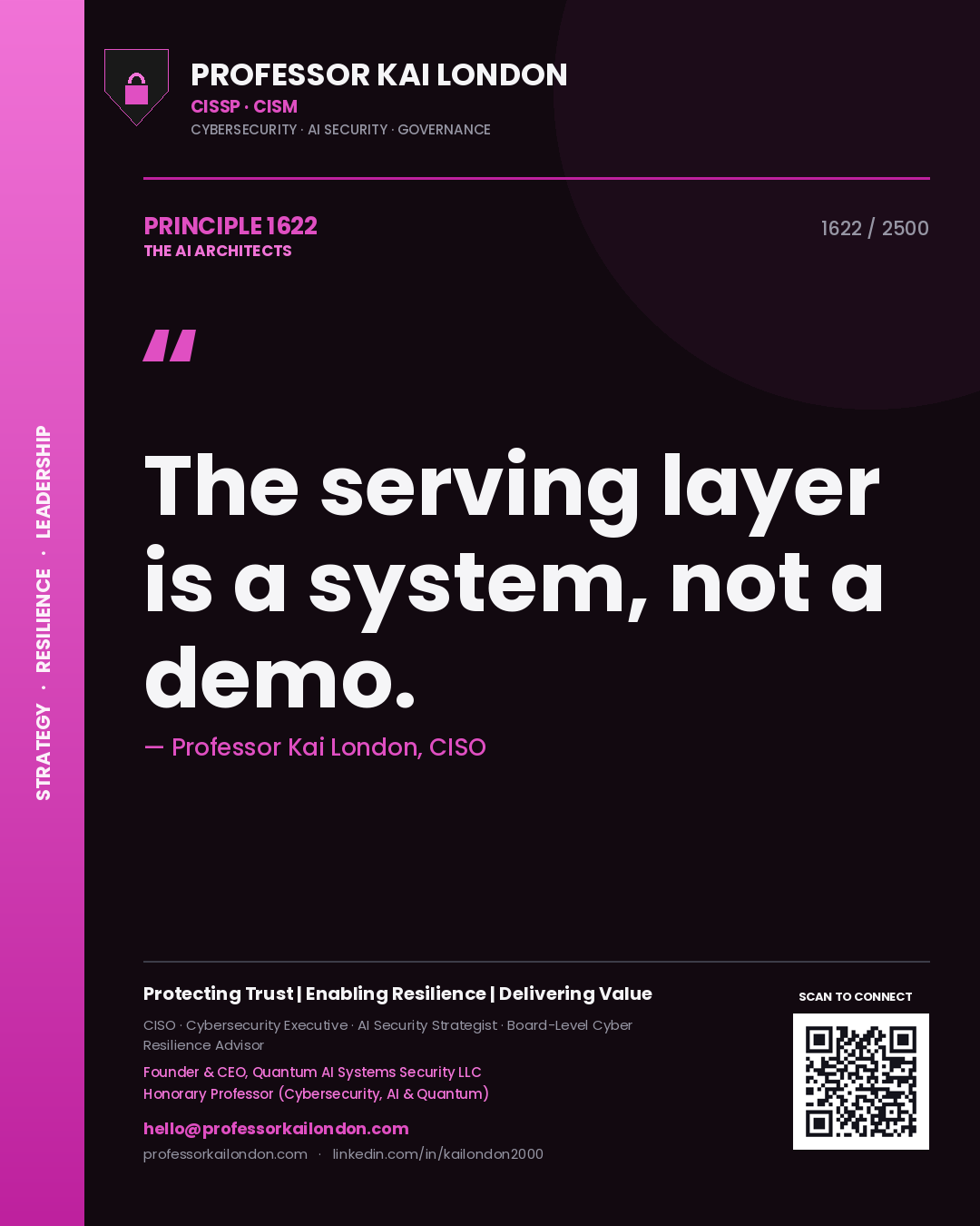 Professor Kai London principle 1622: The serving layer is a system, not a demo.