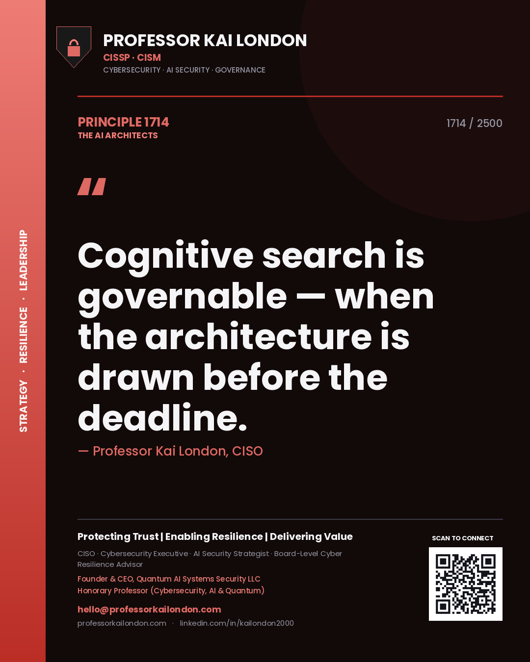 Professor Kai London principle 1714: Cognitive search is governable — when the architecture is drawn before the deadline.