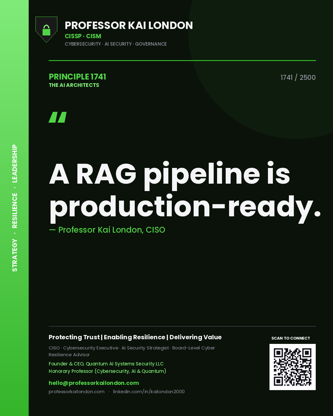 Professor Kai London principle 1741: A RAG pipeline is production-ready.