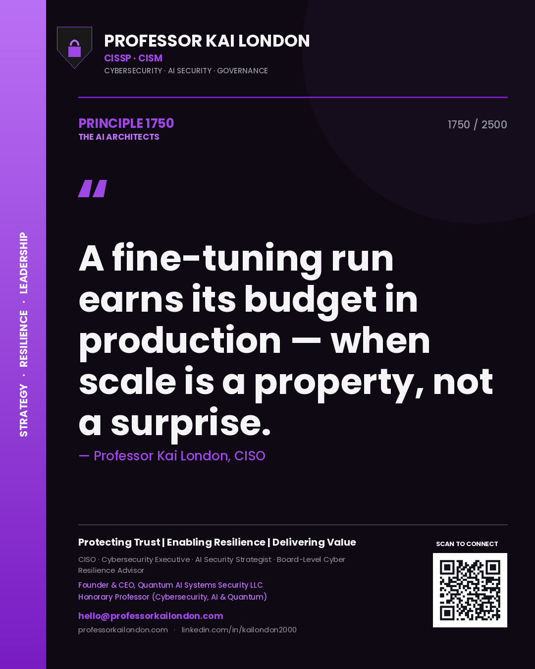 Professor Kai London principle 1750: A fine-tuning run earns its budget in production — when scale is a property, not a surprise.