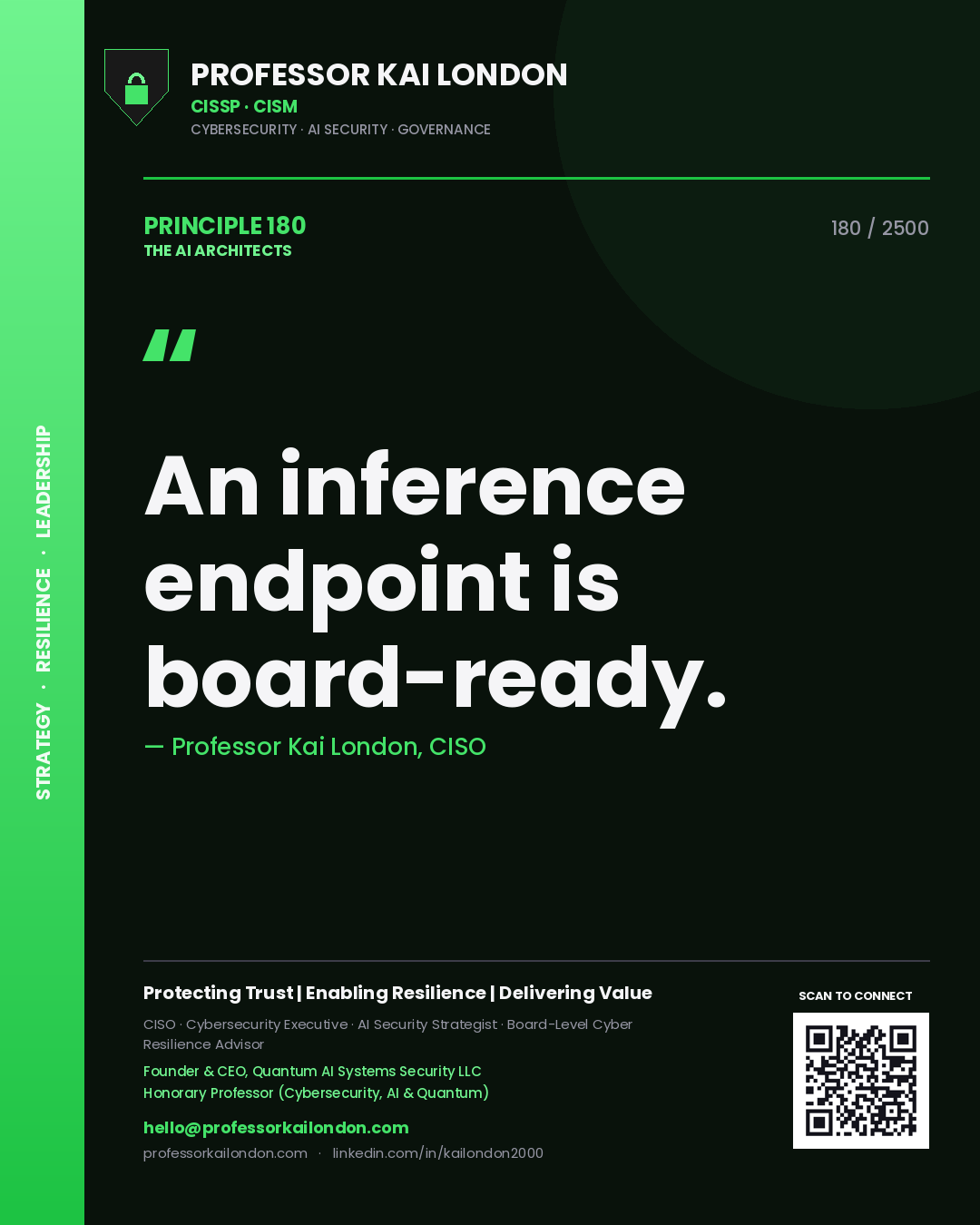 Professor Kai London principle 180: An inference endpoint is board-ready.