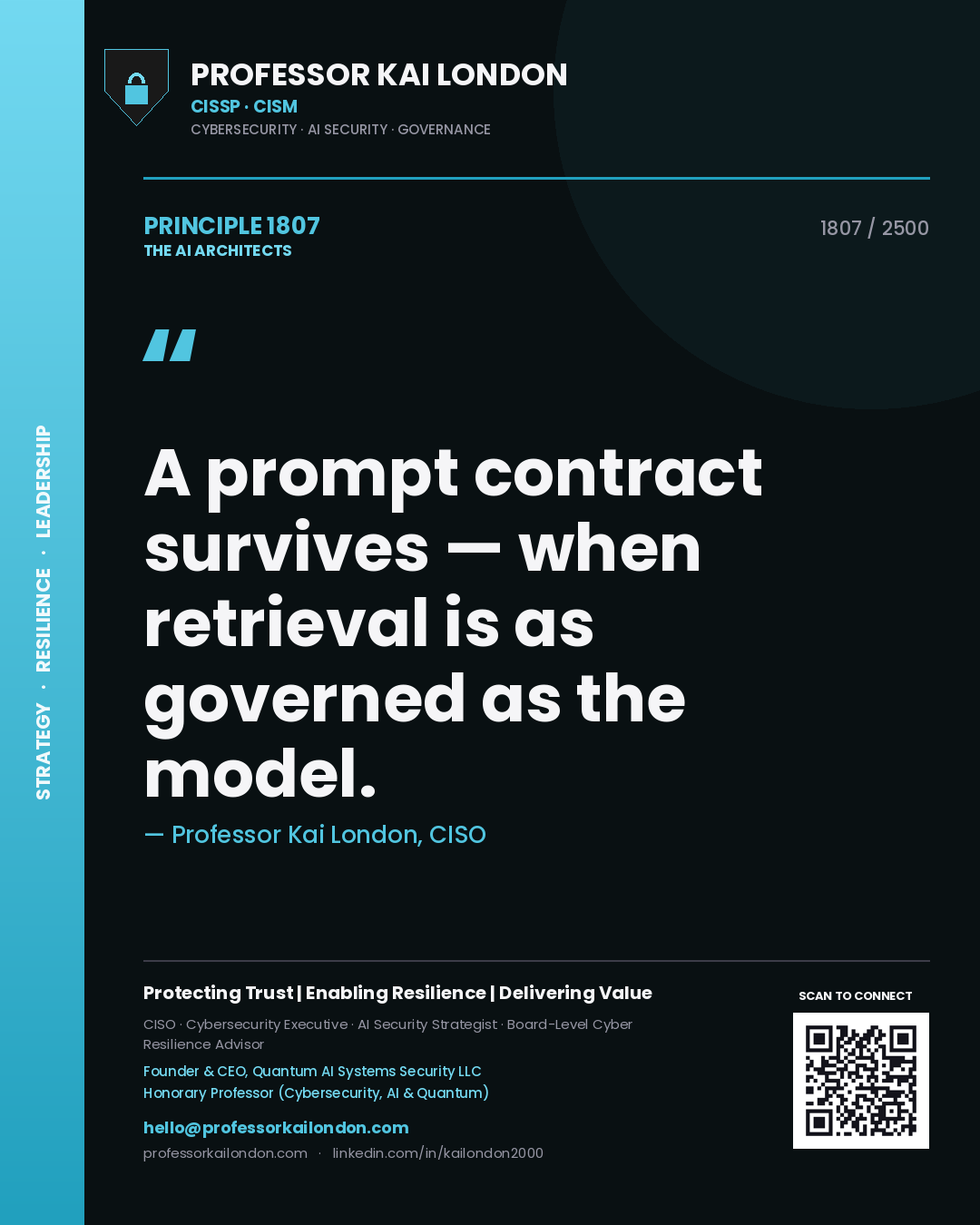 Professor Kai London principle 1807: A prompt contract survives — when retrieval is as governed as the model.