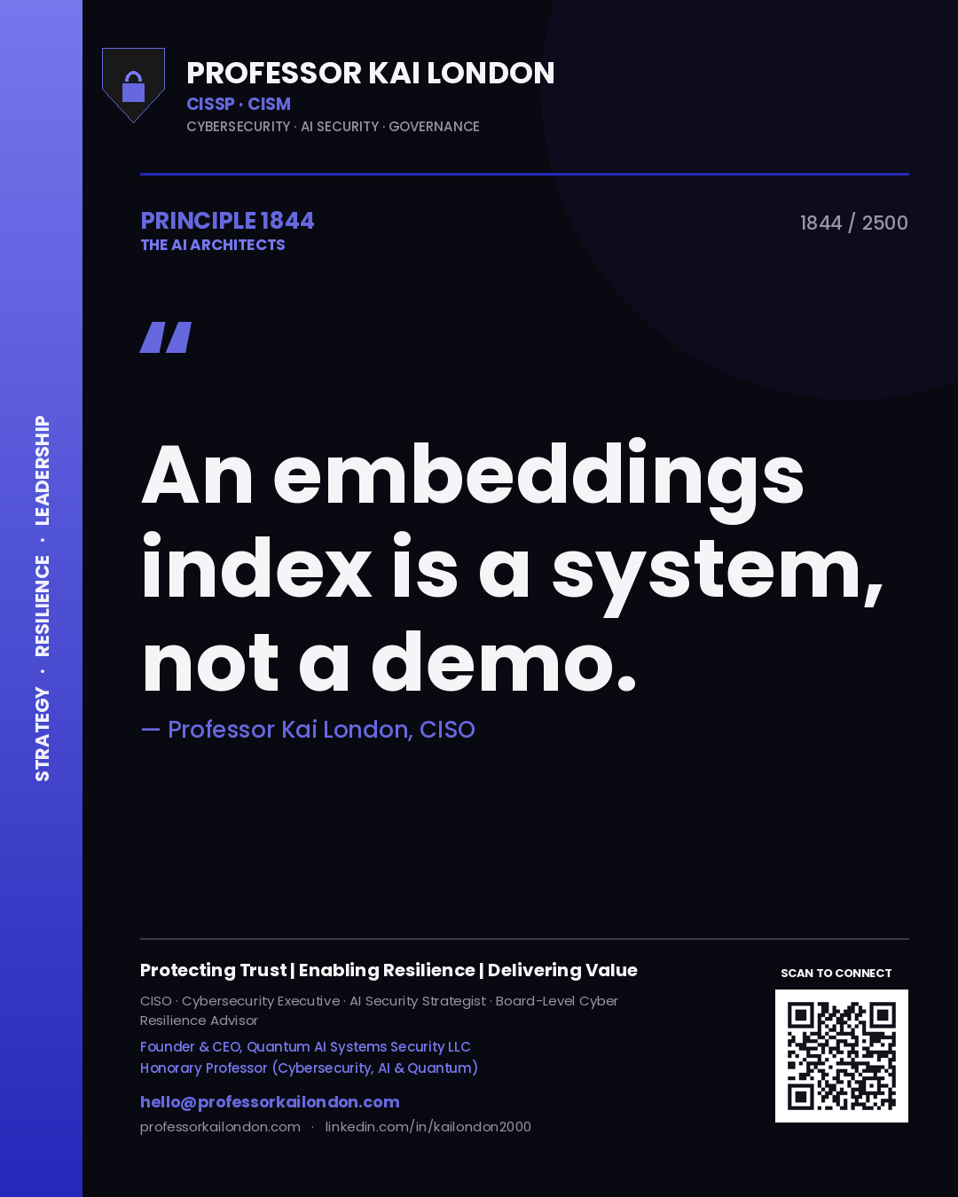 Professor Kai London principle 1844: An embeddings index is a system, not a demo.