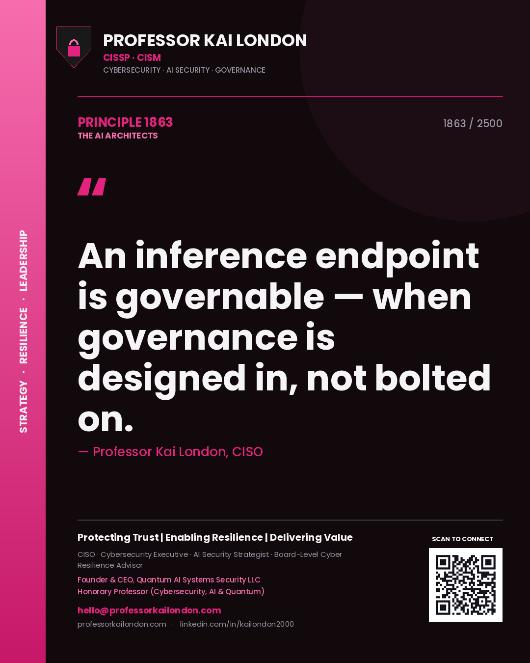 Professor Kai London principle 1863: An inference endpoint is governable — when governance is designed in, not bolted on.