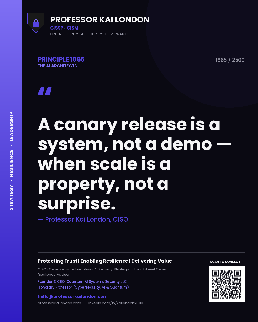 Professor Kai London principle 1865: A canary release is a system, not a demo — when scale is a property, not a surprise.