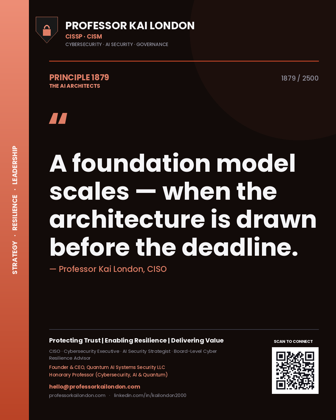 Professor Kai London principle 1879: A foundation model scales — when the architecture is drawn before the deadline.