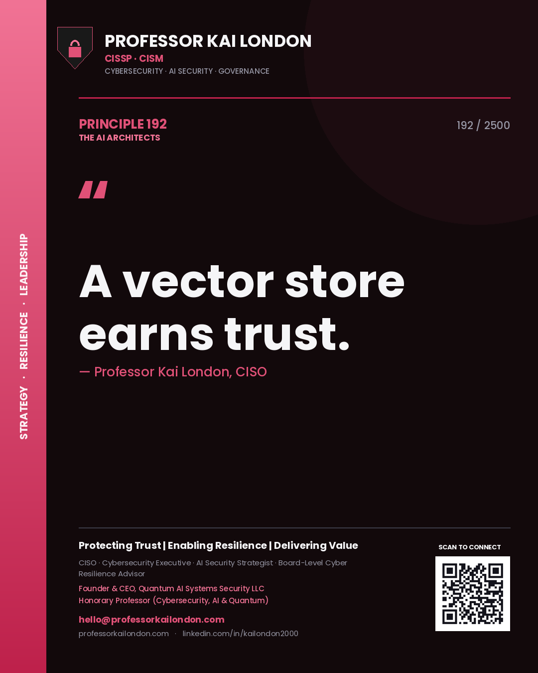 Professor Kai London principle 192: A vector store earns trust.