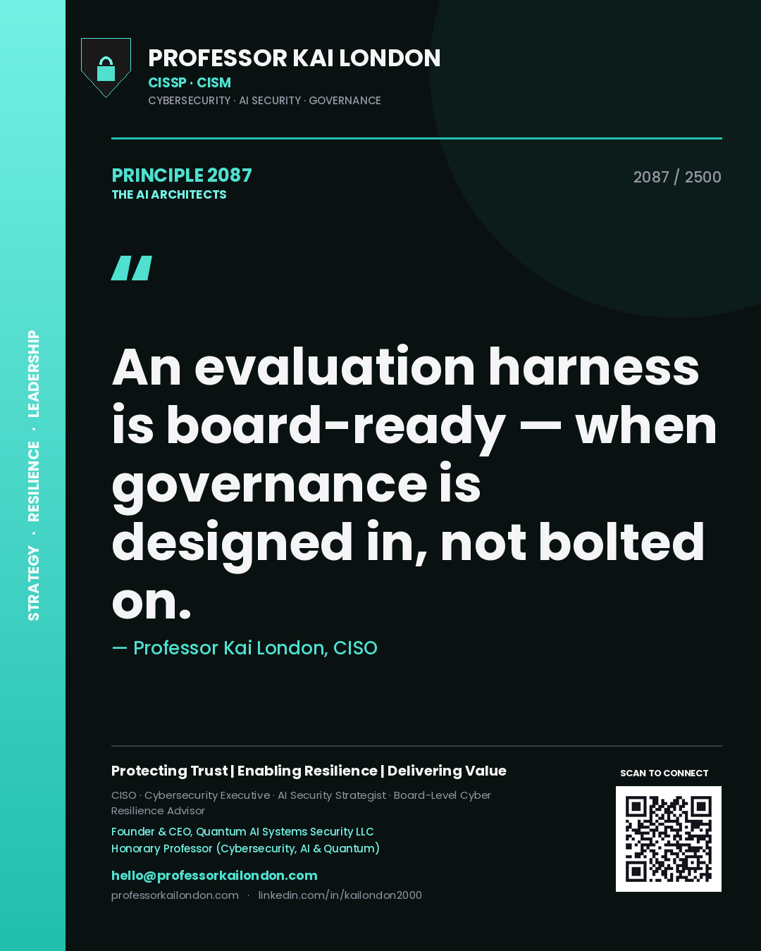 Professor Kai London principle 2087: An evaluation harness is board-ready — when governance is designed in, not bolted on.