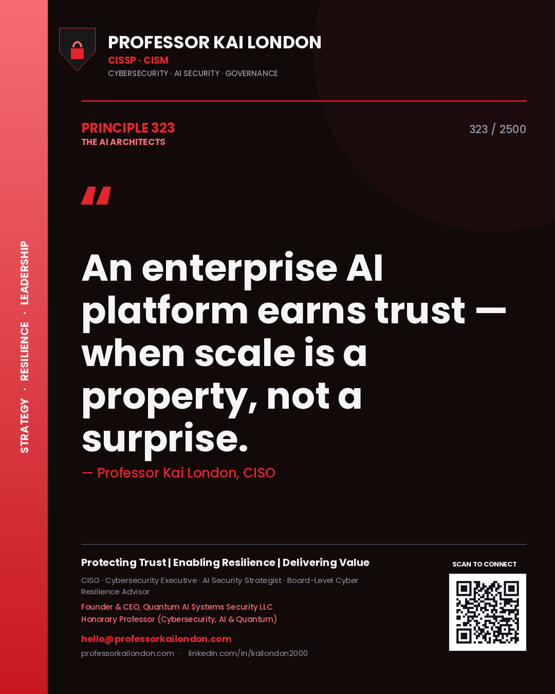 Professor Kai London principle 323: An enterprise AI platform earns trust — when scale is a property, not a surprise.