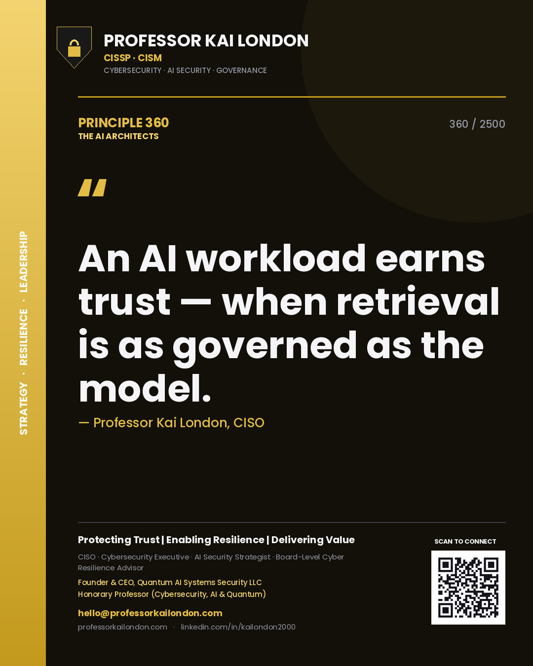 Professor Kai London principle 360: An AI workload earns trust — when retrieval is as governed as the model.