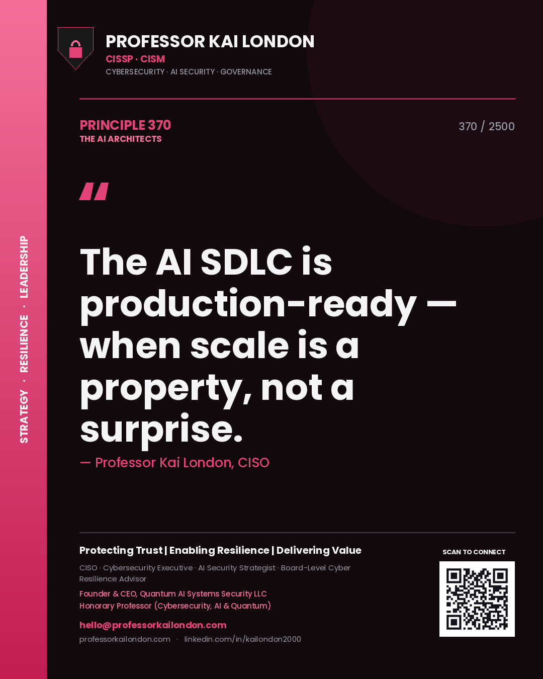 Professor Kai London principle 370: The AI SDLC is production-ready — when scale is a property, not a surprise.