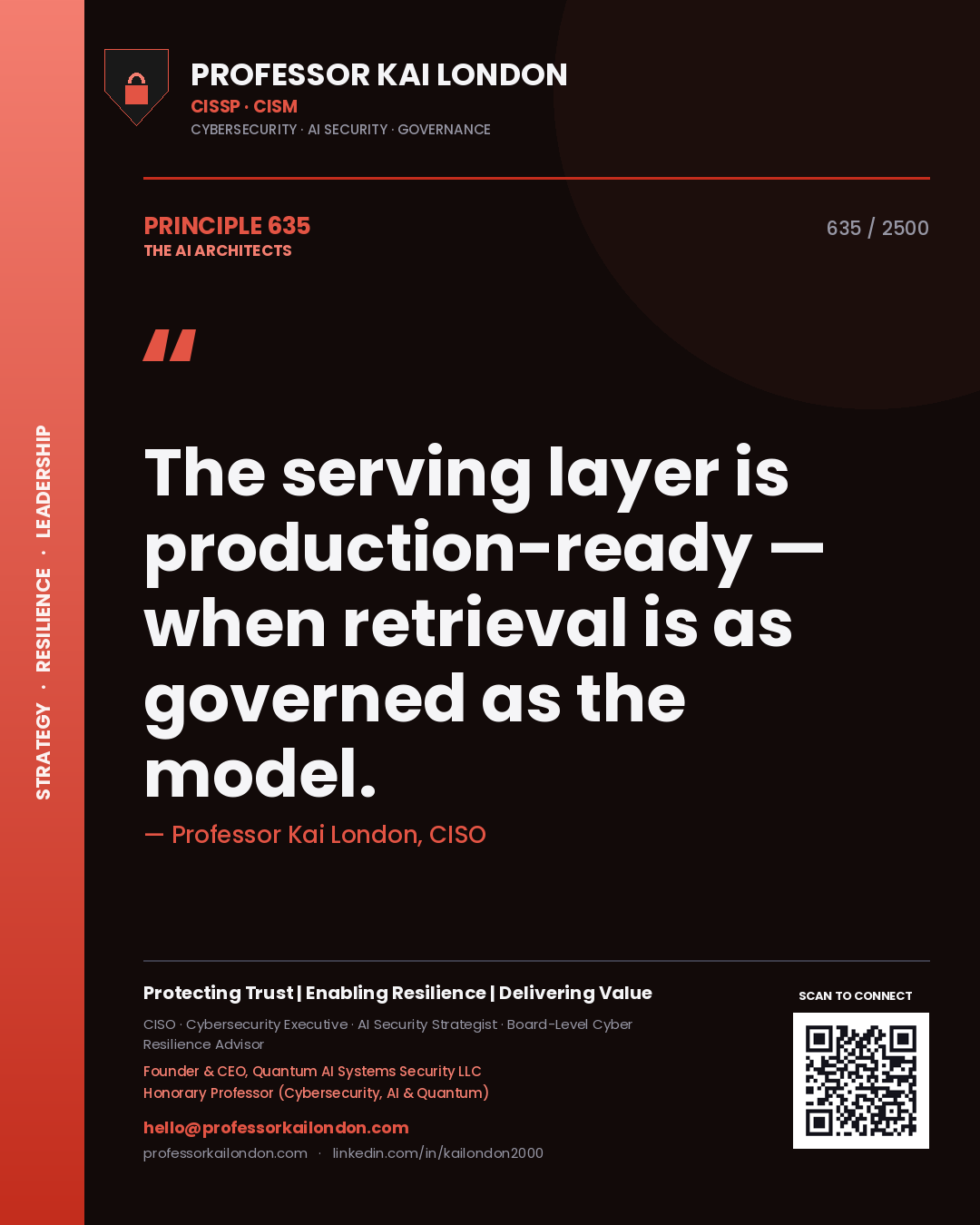 Professor Kai London principle 635: The serving layer is production-ready — when retrieval is as governed as the model.