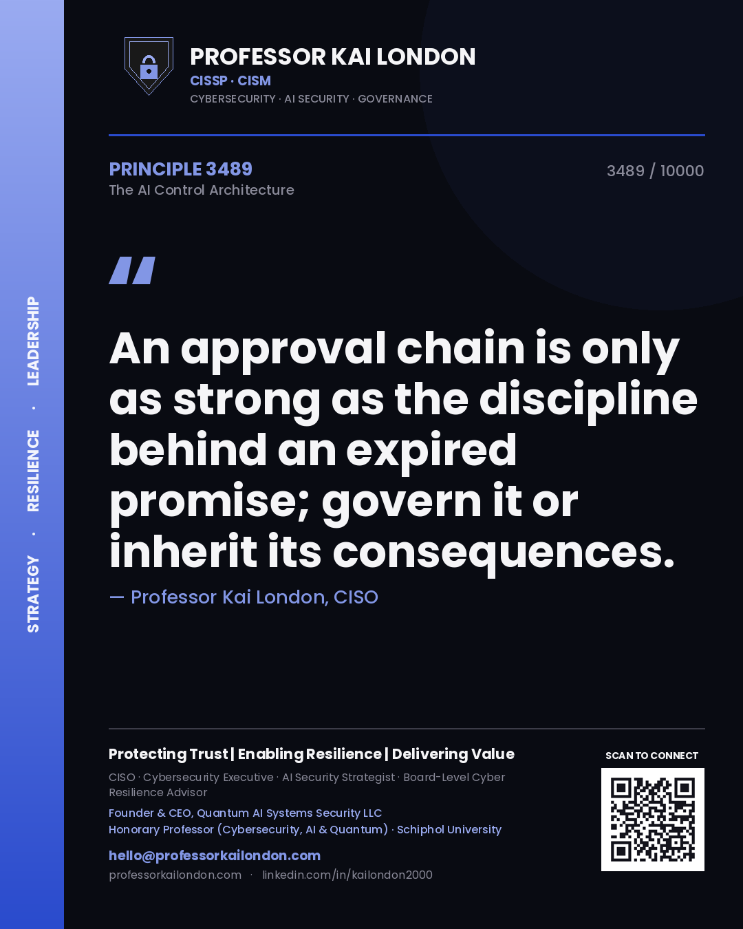 Professor Kai London principle 3489: An approval chain is only as strong as the discipline behind an expired promise; govern it or inherit its consequences.